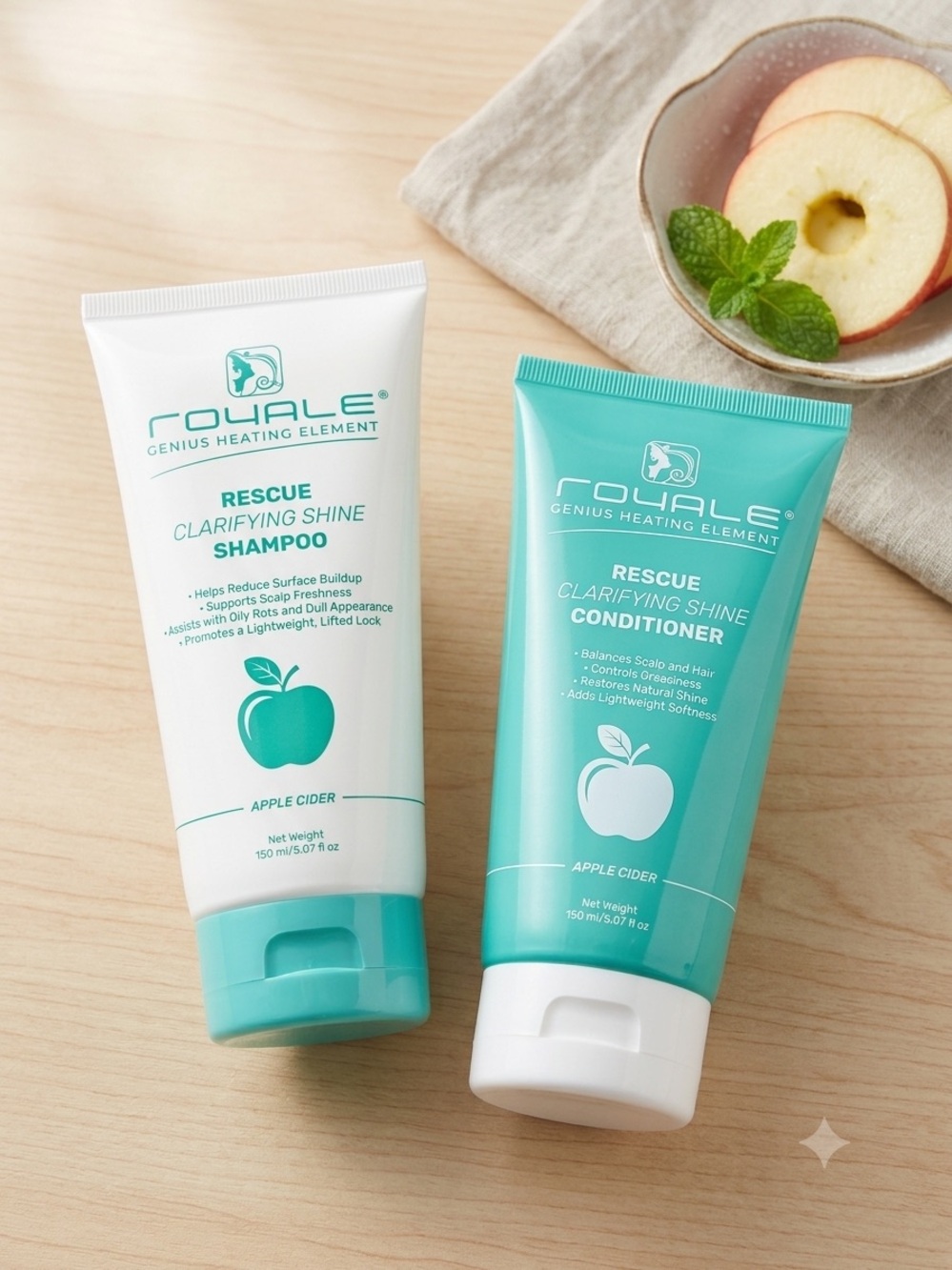 Royale Genius Heating Element Apple Cider Shampoo & Conditioner Set New